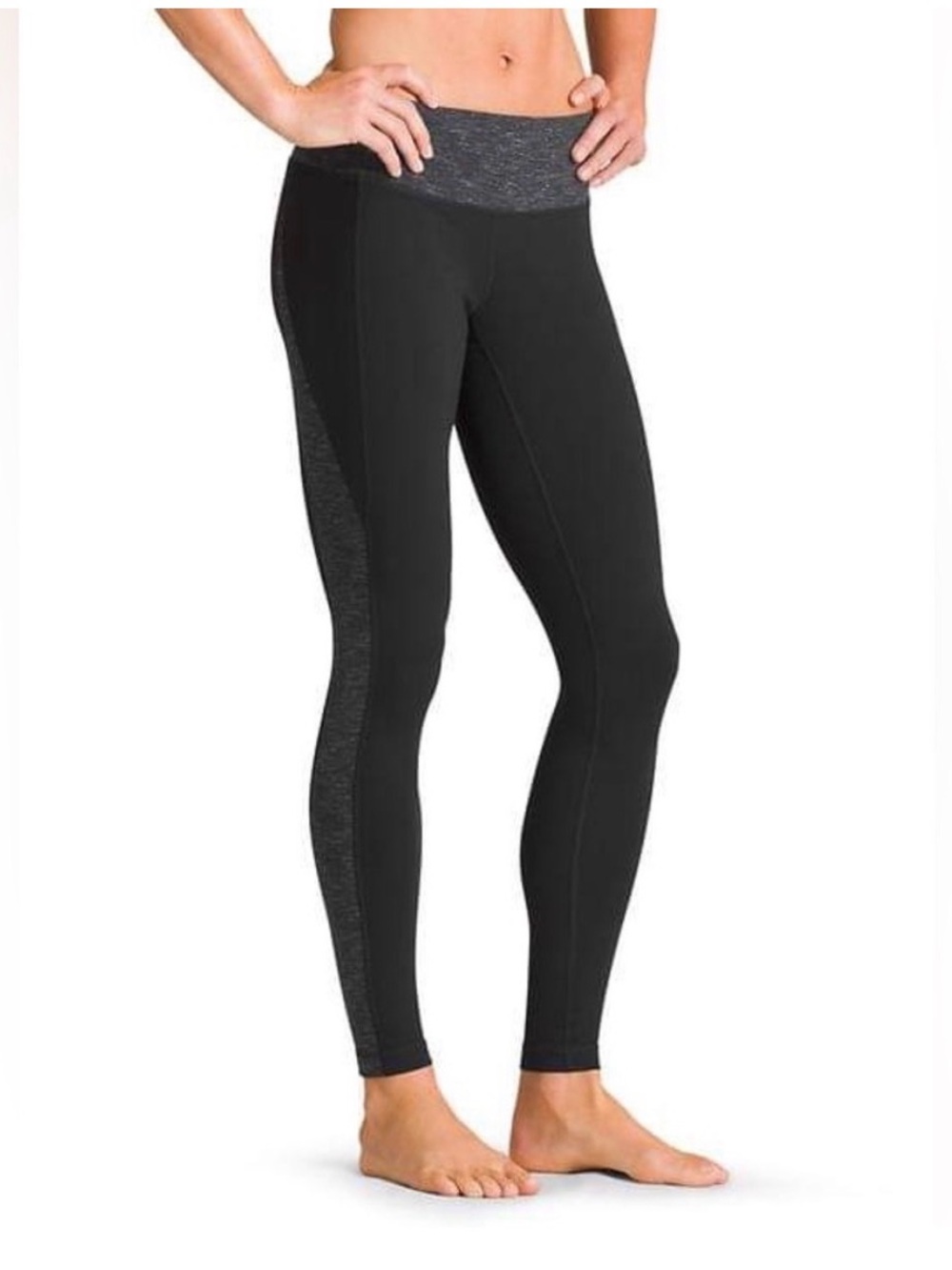 Athleta PowerLuxe Revelation Tight Black Grey Leggings Low Rise Full Length S